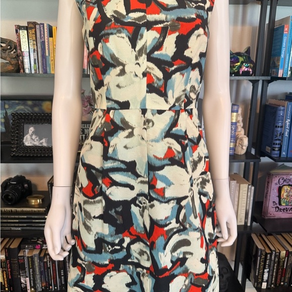 Milly Red and Black Sheath Mini Dress Sleeveless Crew Neck - Picture 2 of 10